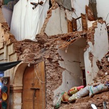 Building in Marrakesh destroyed by the earthquake on September 8, 2023, which killed almost 3,000 people
